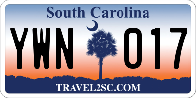 SC license plate YWN017