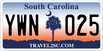 SC license plate YWN025