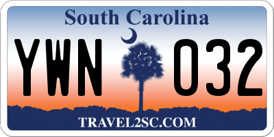 SC license plate YWN032