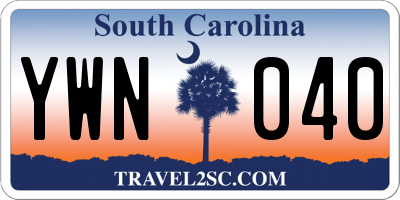 SC license plate YWN040
