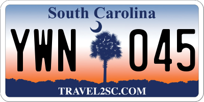 SC license plate YWN045