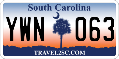 SC license plate YWN063
