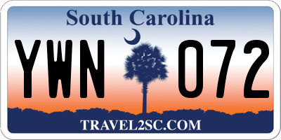 SC license plate YWN072