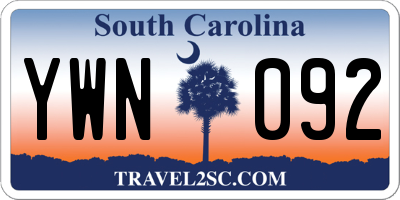 SC license plate YWN092