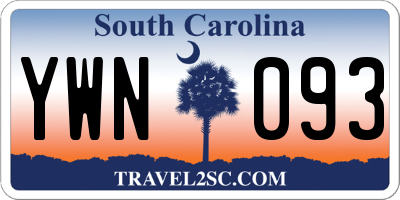 SC license plate YWN093