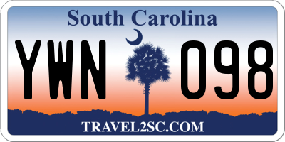 SC license plate YWN098