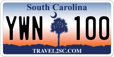 SC license plate YWN100