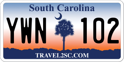 SC license plate YWN102