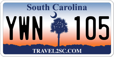 SC license plate YWN105