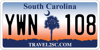 SC license plate YWN108