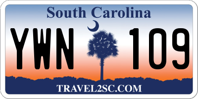 SC license plate YWN109