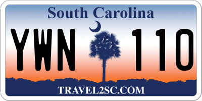 SC license plate YWN110