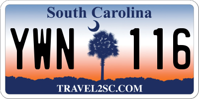 SC license plate YWN116