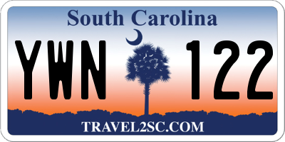 SC license plate YWN122
