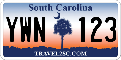 SC license plate YWN123
