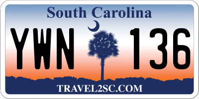 SC license plate YWN136