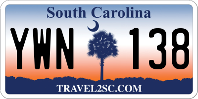 SC license plate YWN138