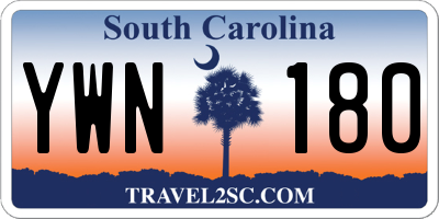 SC license plate YWN180
