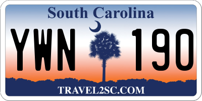 SC license plate YWN190