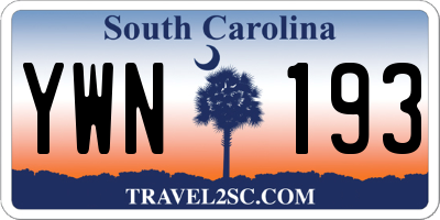 SC license plate YWN193