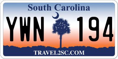 SC license plate YWN194