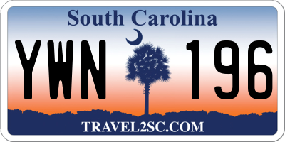 SC license plate YWN196