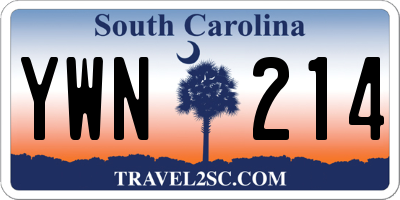 SC license plate YWN214