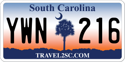 SC license plate YWN216