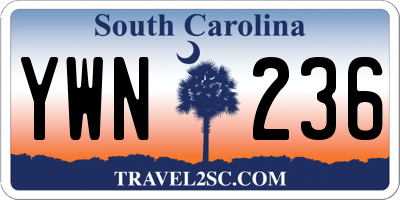 SC license plate YWN236