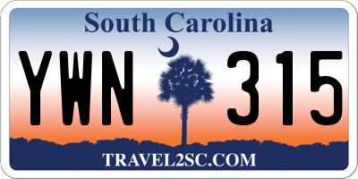 SC license plate YWN315