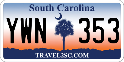 SC license plate YWN353