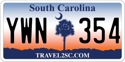 SC license plate YWN354