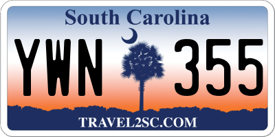 SC license plate YWN355