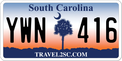 SC license plate YWN416