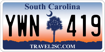 SC license plate YWN419