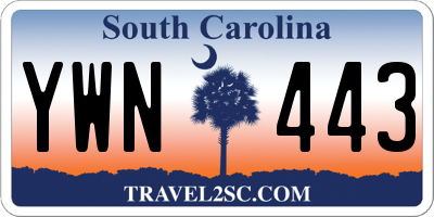 SC license plate YWN443