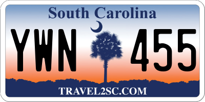 SC license plate YWN455