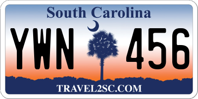SC license plate YWN456