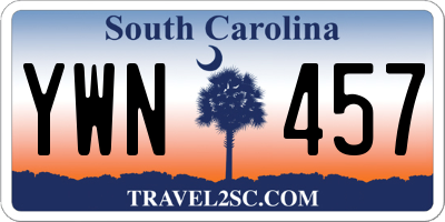 SC license plate YWN457