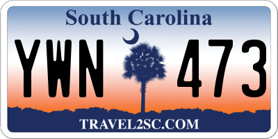 SC license plate YWN473