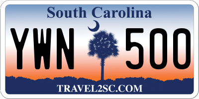 SC license plate YWN500
