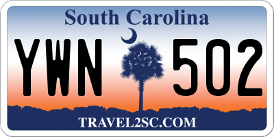 SC license plate YWN502