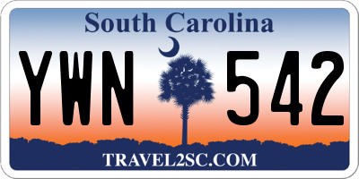 SC license plate YWN542