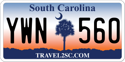 SC license plate YWN560
