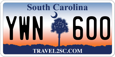 SC license plate YWN600