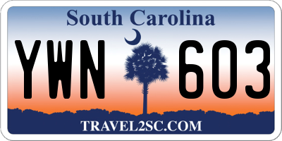 SC license plate YWN603