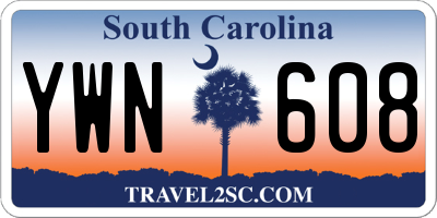 SC license plate YWN608