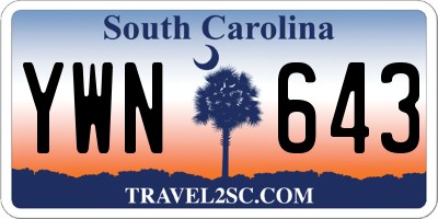 SC license plate YWN643