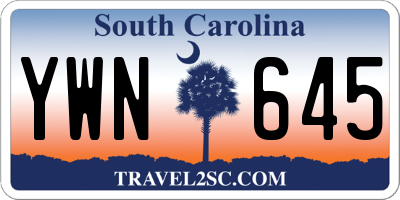 SC license plate YWN645