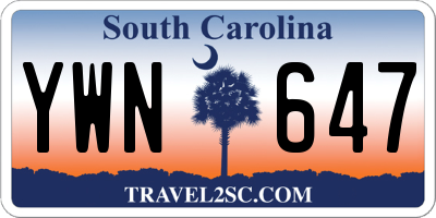 SC license plate YWN647